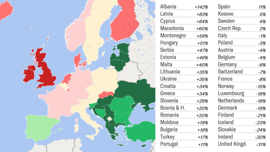 Chart 3 –This map shows the current state of 2021 (since the 1st of January) in comparison with 2019.